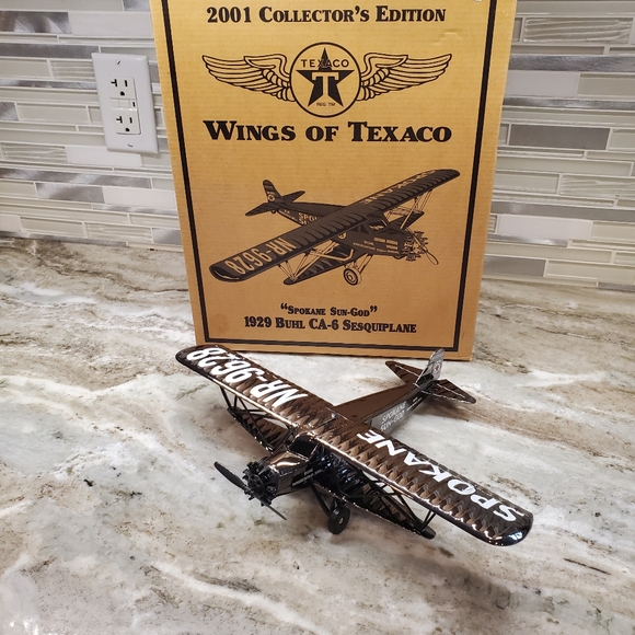 2001 TEXACO 1929 BUHL CA6 SESQUIPLANE SPOKANE SUN GOD COLLECTOR PLANE TOY BANK - Picture 2 of 16